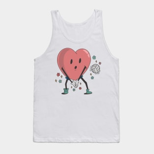 Retro Volleyball Heart Shirt, Volleyball Valentines Day Gift Tank Top